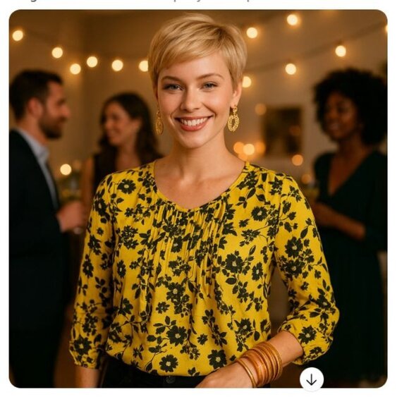 Tommy Hilfiger L Yellow Black Floral Print Lined Blouse with Pintucks Romantic - Picture 1 of 9